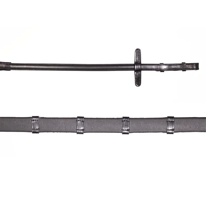 Henry James Xtreme Eventer Hybrid Rubber Reins with Leather Stoppers - Black